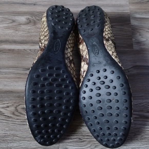 TOD’S Snake-Embossed Leather Ballerina Flats Size 9.5 - Picture 5 of 6